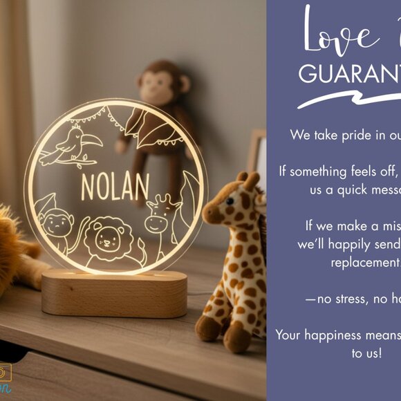 Safari LED Animal Lamp | Personalized Kids Night Light with Cute Animals - Picture 6 of 8